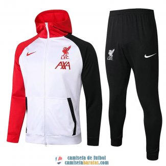 Liverpool Chaqueta Capucha White + Pantalon Black 2020/2021