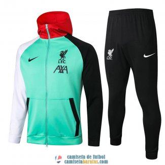 Liverpool Chaqueta Capucha Green + Pantalon Black 2020/2021