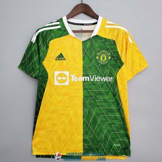 Camiseta Manchester United Training Green Yellow II 2021/2022